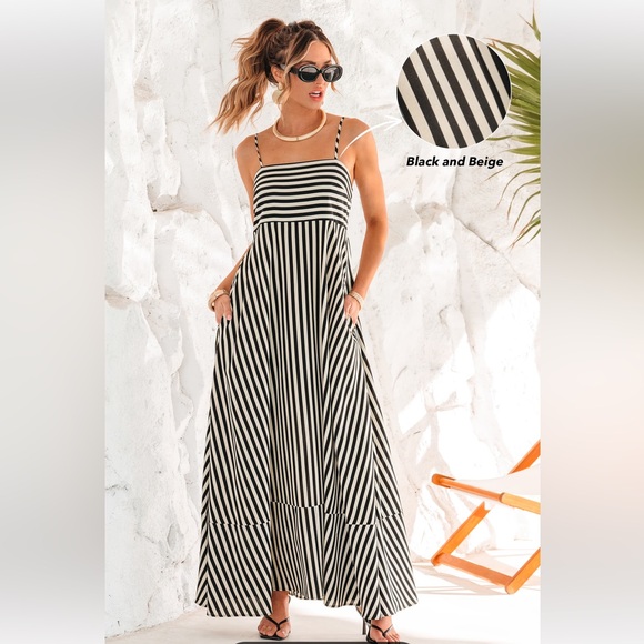 Cupshe Dresses & Skirts - Striped Black and White Maxi Dress